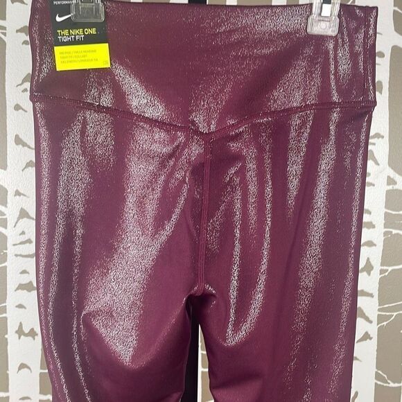 Nike Mid Rise Tight Fit 7/8 Length Training Tight S Maroon Metallic - Picture 5 of 8